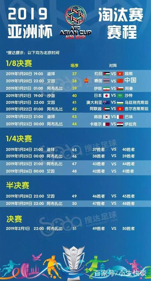 亚洲杯国足赛程安排表